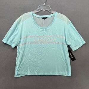 Bebe Sport Tee Women's XL Sea Foam Green  Mesh Panels Workout Lightweight Shirt